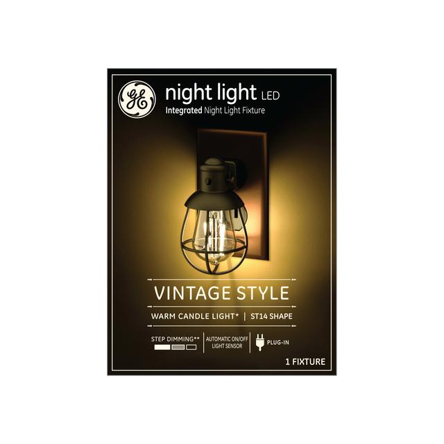 GE Night Light Vintage LED Warm Candlelight Decorative Farmhouse Plug-in Fixture (1-Pack)