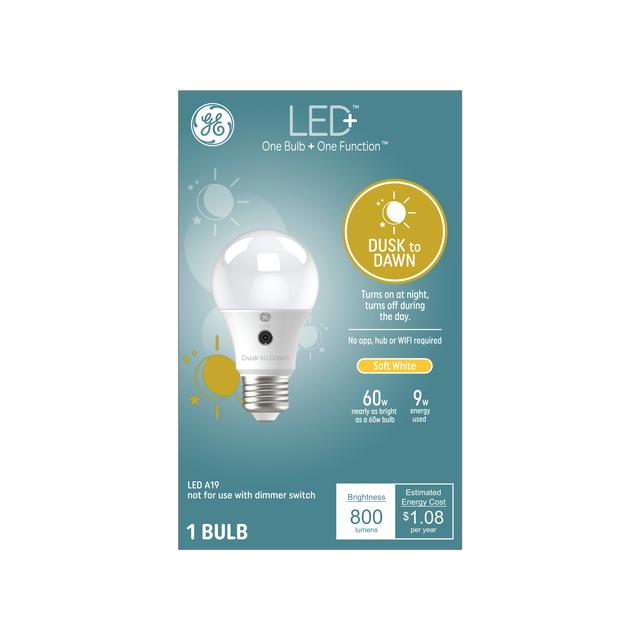 GE LED+ Dusk to Dawn 60W Replacement LED A19 General Purpose Light Bulb (1-Pack)